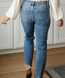 Ave Shops Bottoms & Jeans Midrise Destructed Hem Slim Fit