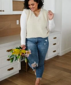 Ave Shops Bottoms & Jeans Midrise Destructed Hem Slim Fit