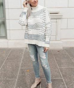 Ave Shops Missin The Sea Sweater In Ivory/Blue