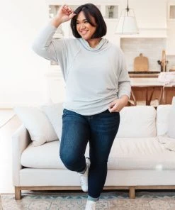 Ave Shops Clothing Modern Scene Cowl Neck Sweater In Grey