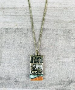 Blue Tortoise Mountain Bear Necklace Jewelry