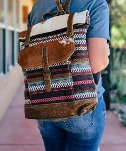 Myra Multi-Color Pattern & Cowhide Backpack