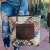Myra Handbags & Wallets Multi Color Aztec Pocket Tote Handbag