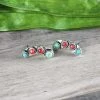 Blue Tortoise Jewelry Multi Color Petite Curved Stone Earrings