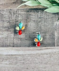 Blue Tortoise Multi Color Small Post Earrings