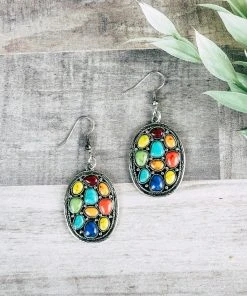 Blue Tortoise Multi Color Stone Earrings