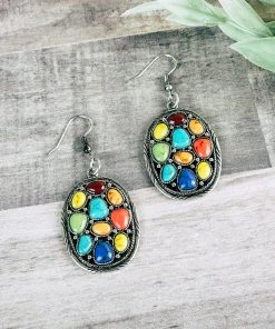 Blue Tortoise Multi Color Stone Earrings
