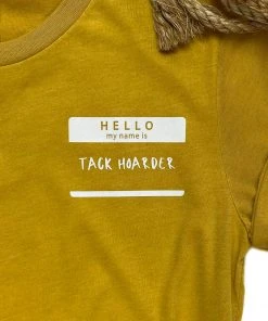 The Cinchy Cowgirl Mustard Hello Tack Hoarder Side Short Sleeve Tee Clothing