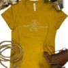The Cinchy Cowgirl Mustard 'She Cannot Be Tamed' Graphic Tee - Short Sleeve Casual Shirt 2 The Cinchy Cowgirl Clothing Mustard She Cannot Be Tamed Short Sleeve Graphic Tee