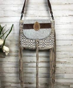 Myra Neutral Boho Pattern & Cowhide Crossbody >> MEGA SALE <<