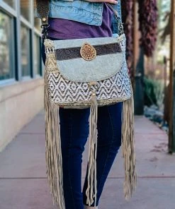 Myra Neutral Boho Pattern & Cowhide Crossbody >> MEGA SALE <<