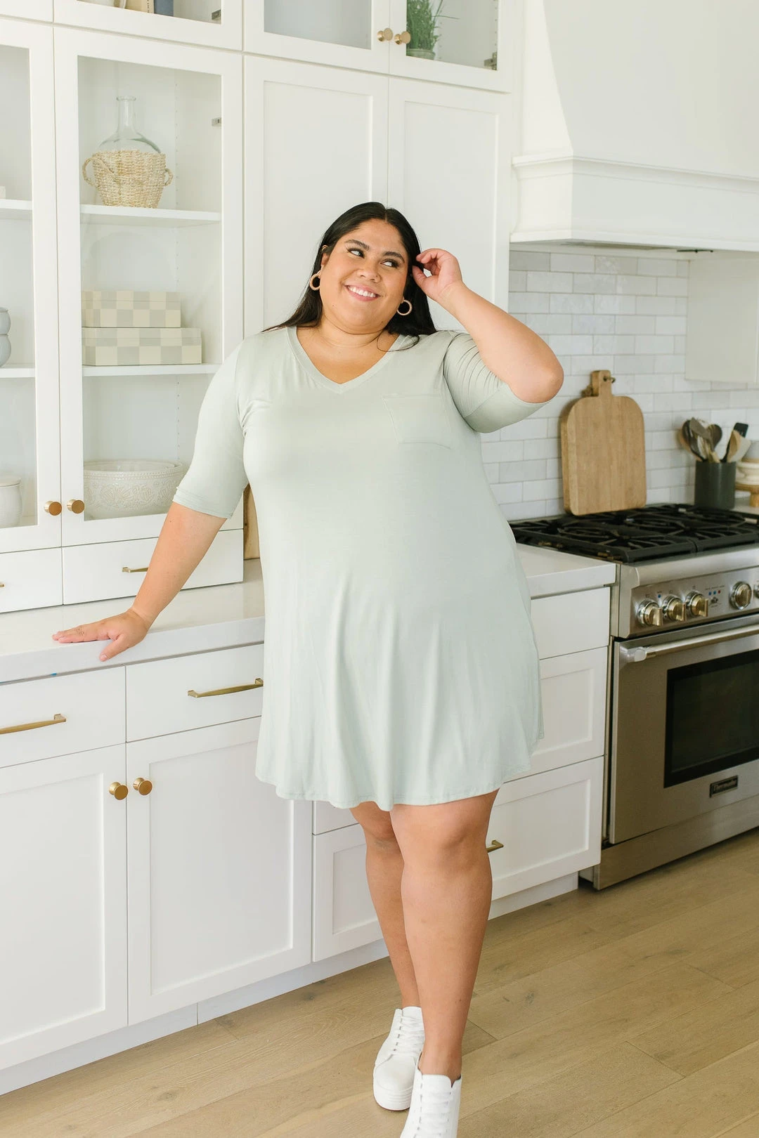 Ave Shops New Vibrations Sage Green Dress | Flattering & Stylish Women's Dress 8 Ave Shops New Vibrations Dress In Sage