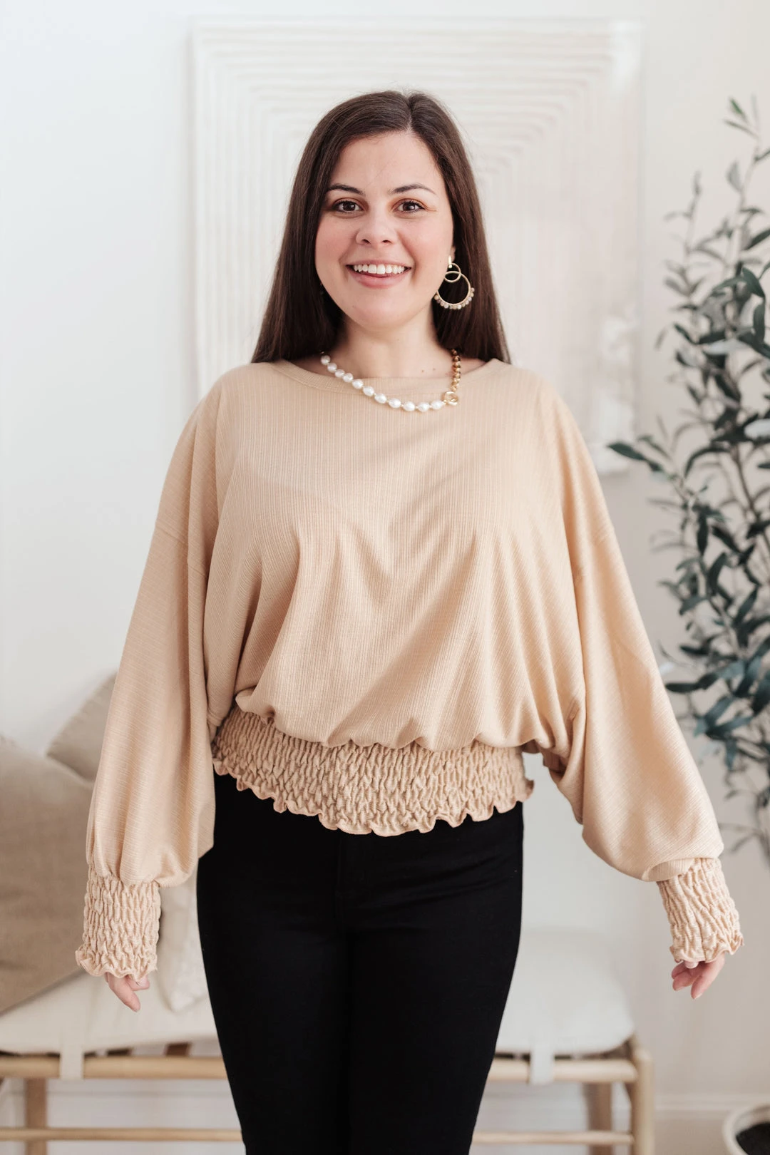 Ave Shops Next In Line Tan Long Sleeve Top | Stylish & Comfortable Blouse 16 Ave Shops Next In Line Top In Tan