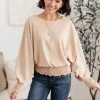 Ave Shops Next In Line Tan Long Sleeve Top | Stylish & Comfortable Blouse 1 Ave Shops Next In Line Top In Tan