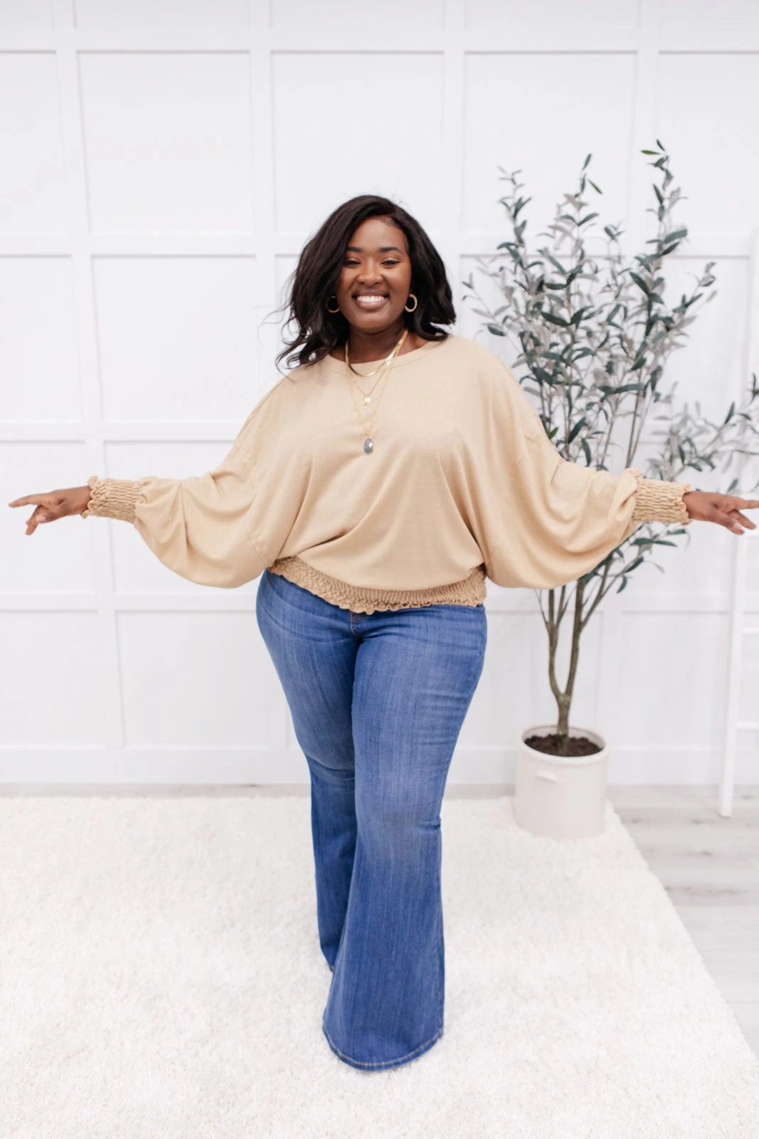 Ave Shops Next In Line Tan Long Sleeve Top | Stylish & Comfortable Blouse 7 Ave Shops Next In Line Top In Tan