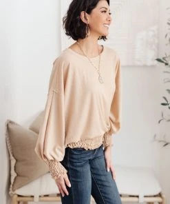 Ave Shops Next In Line Tan Long Sleeve Top | Stylish & Comfortable Blouse 23 Ave Shops Next In Line Top In Tan