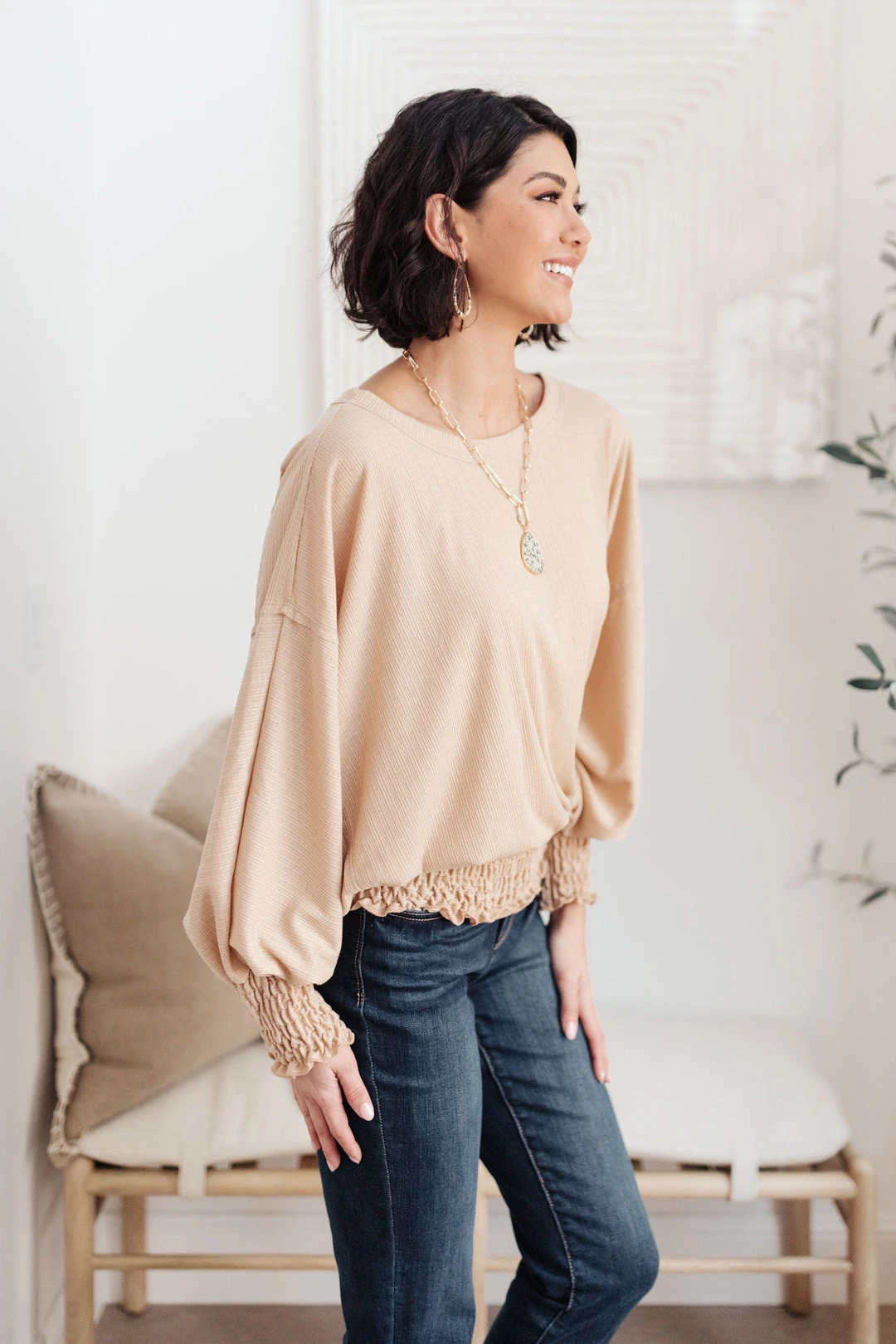 Ave Shops Next In Line Tan Long Sleeve Top | Stylish & Comfortable Blouse 6 Ave Shops Next In Line Top In Tan