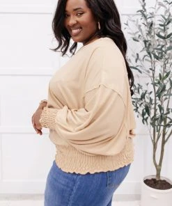 Ave Shops Next In Line Tan Long Sleeve Top | Stylish & Comfortable Blouse 26 Ave Shops Next In Line Top In Tan