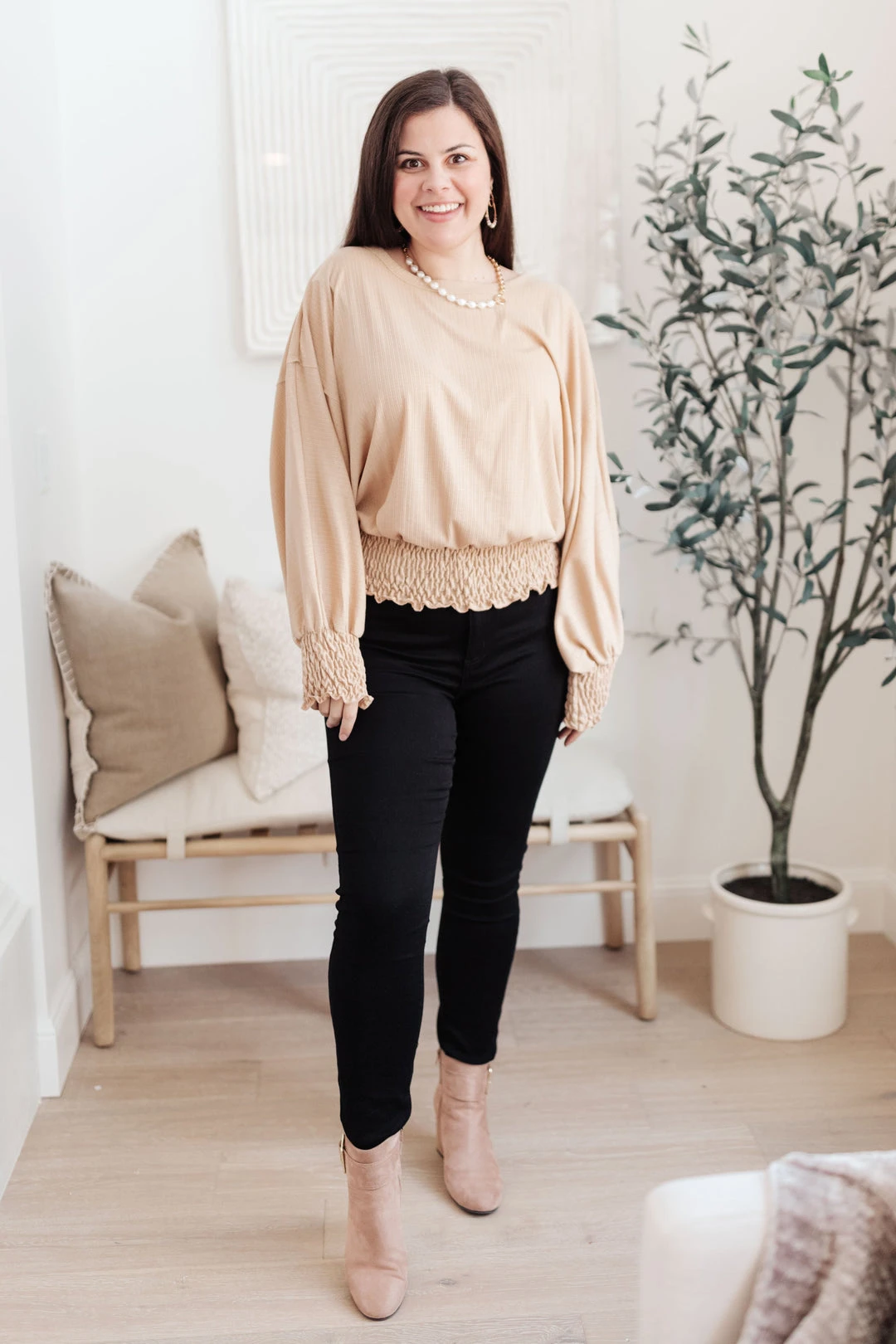 Ave Shops Next In Line Tan Long Sleeve Top | Stylish & Comfortable Blouse 15 Ave Shops Next In Line Top In Tan