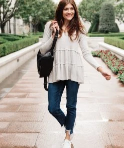 Ave Shops Nicely Done Tiered Top In Gray - Long Sleeve Tops for Women 17 Ave Shops Nicely Done Tiered Top In Gray Clothing