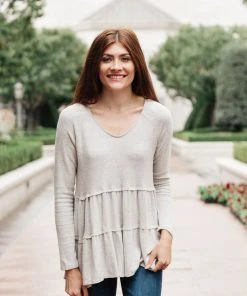 Ave Shops Nicely Done Tiered Top In Gray Clothing