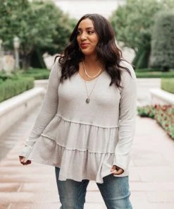 Ave Shops Nicely Done Tiered Top In Gray - Long Sleeve Tops for Women 20 Ave Shops Nicely Done Tiered Top In Gray Clothing