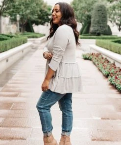 Ave Shops Nicely Done Tiered Top In Gray Clothing