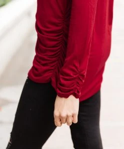 Ave Shops Clothing Nivia Draped Turtle Neck Tunic In Burgundy