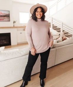 Ave Shops Nivia Draped Turtle Neck Tunic in Mocha | Long Sleeve Tops for Women 33 Ave Shops Clothing Nivia Draped Turtle Neck Tunic In Mocha