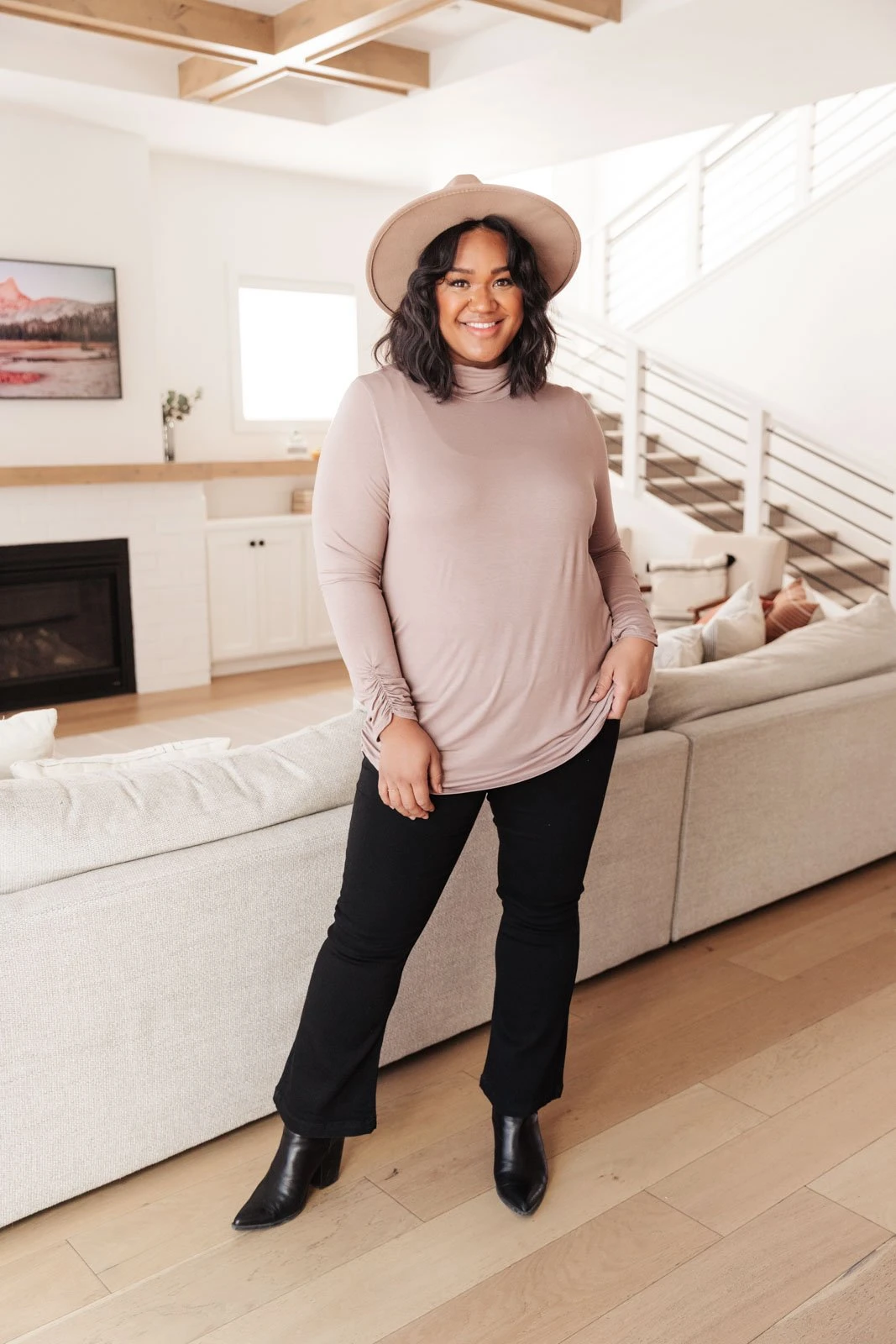 Ave Shops Nivia Draped Turtle Neck Tunic in Mocha | Long Sleeve Tops for Women 15 Ave Shops Clothing Nivia Draped Turtle Neck Tunic In Mocha