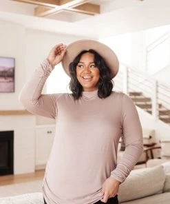 Ave Shops Nivia Draped Turtle Neck Tunic in Mocha | Long Sleeve Tops for Women 34 Ave Shops Clothing Nivia Draped Turtle Neck Tunic In Mocha