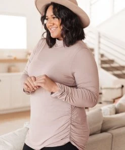 Ave Shops Clothing Nivia Draped Turtle Neck Tunic In Mocha