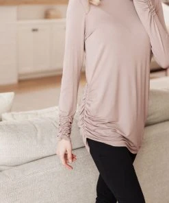 Ave Shops Nivia Draped Turtle Neck Tunic in Mocha | Long Sleeve Tops for Women 28 Ave Shops Clothing Nivia Draped Turtle Neck Tunic In Mocha