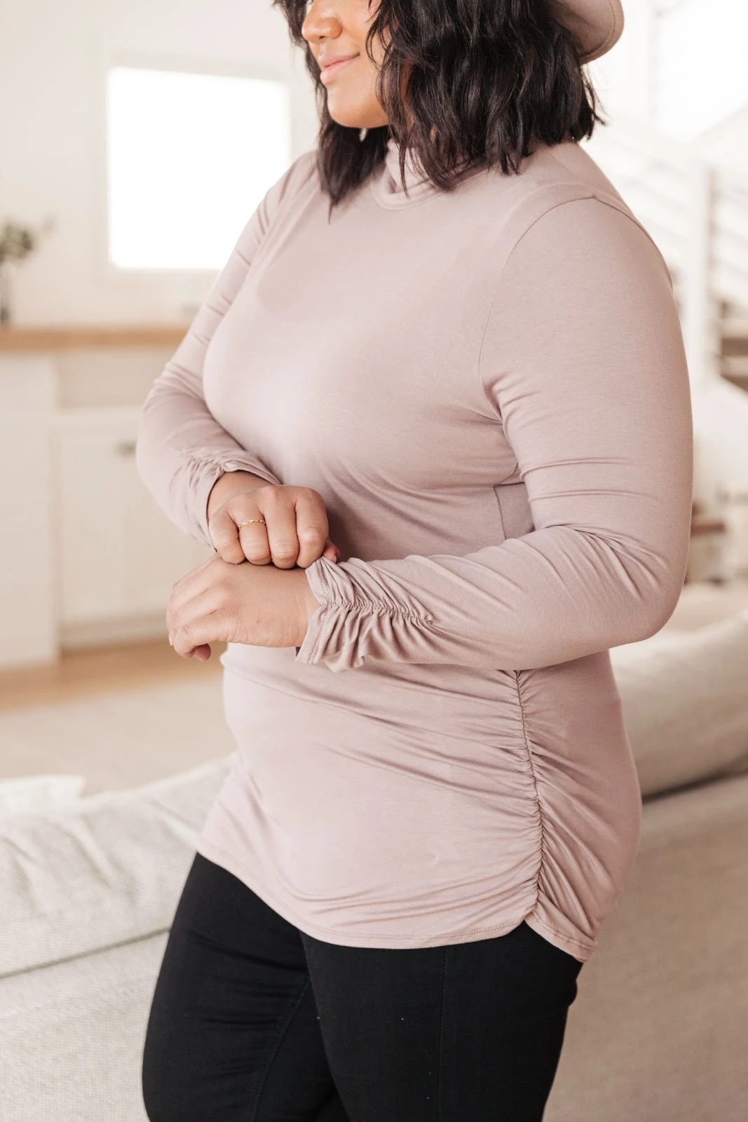 Ave Shops Nivia Draped Turtle Neck Tunic in Mocha | Long Sleeve Tops for Women 19 Ave Shops Clothing Nivia Draped Turtle Neck Tunic In Mocha