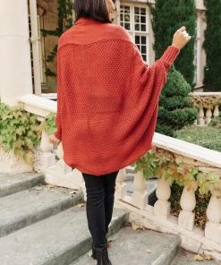 Ave Shops Not Your Grandmother's Cardigan In Rust Cardigans, Sweaters, Outerwear