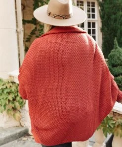Ave Shops Not Your Grandmother's Cardigan In Rust Cardigans, Sweaters, Outerwear