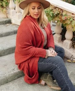Ave Shops Not Your Grandmother's Cardigan In Rust Cardigans, Sweaters, Outerwear