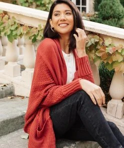 Ave Shops Not Your Grandmother's Cardigan In Rust Cardigans, Sweaters, Outerwear