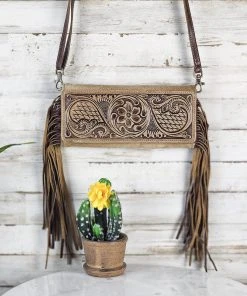Myra Nova Cowhide Tooled Fringe Wallet Crossbody