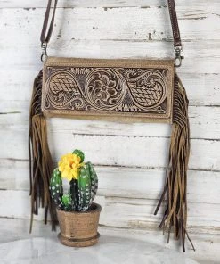 Myra Nova Cowhide Tooled Fringe Wallet Crossbody