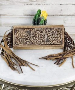 Myra Nova Cowhide Tooled Fringe Wallet Crossbody