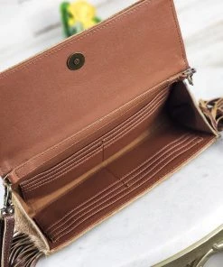 Myra Nova Cowhide Tooled Fringe Wallet Crossbody