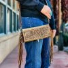 Myra Nova Cowhide Tooled Fringe Wallet Crossbody