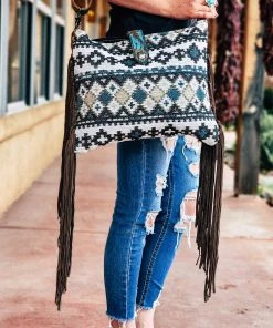 Myra Oak Blue Aztec Fringe Handbag Handbags & Wallets