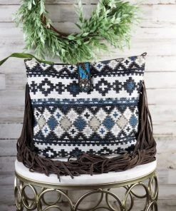 Myra Oak Blue Aztec Fringe Handbag Handbags & Wallets