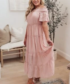 Ave Shops Dresses, Rompers, Jumpsuits Olivia Tiered Maxi Dress In Pink