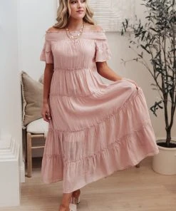 Ave Shops Dresses, Rompers, Jumpsuits Olivia Tiered Maxi Dress In Pink