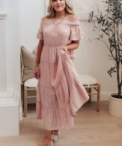 Ave Shops Dresses, Rompers, Jumpsuits Olivia Tiered Maxi Dress In Pink