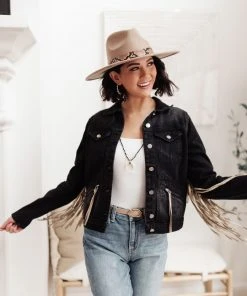 Ave Shops Clothing On The Fringe Jacket In Ash Black