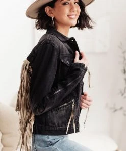 Ave Shops Clothing On The Fringe Jacket In Ash Black